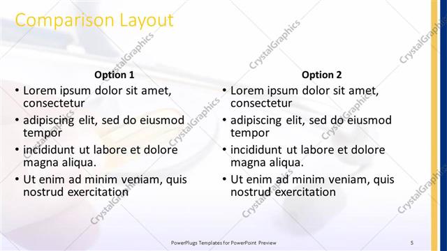 Comparison presentation slide layout