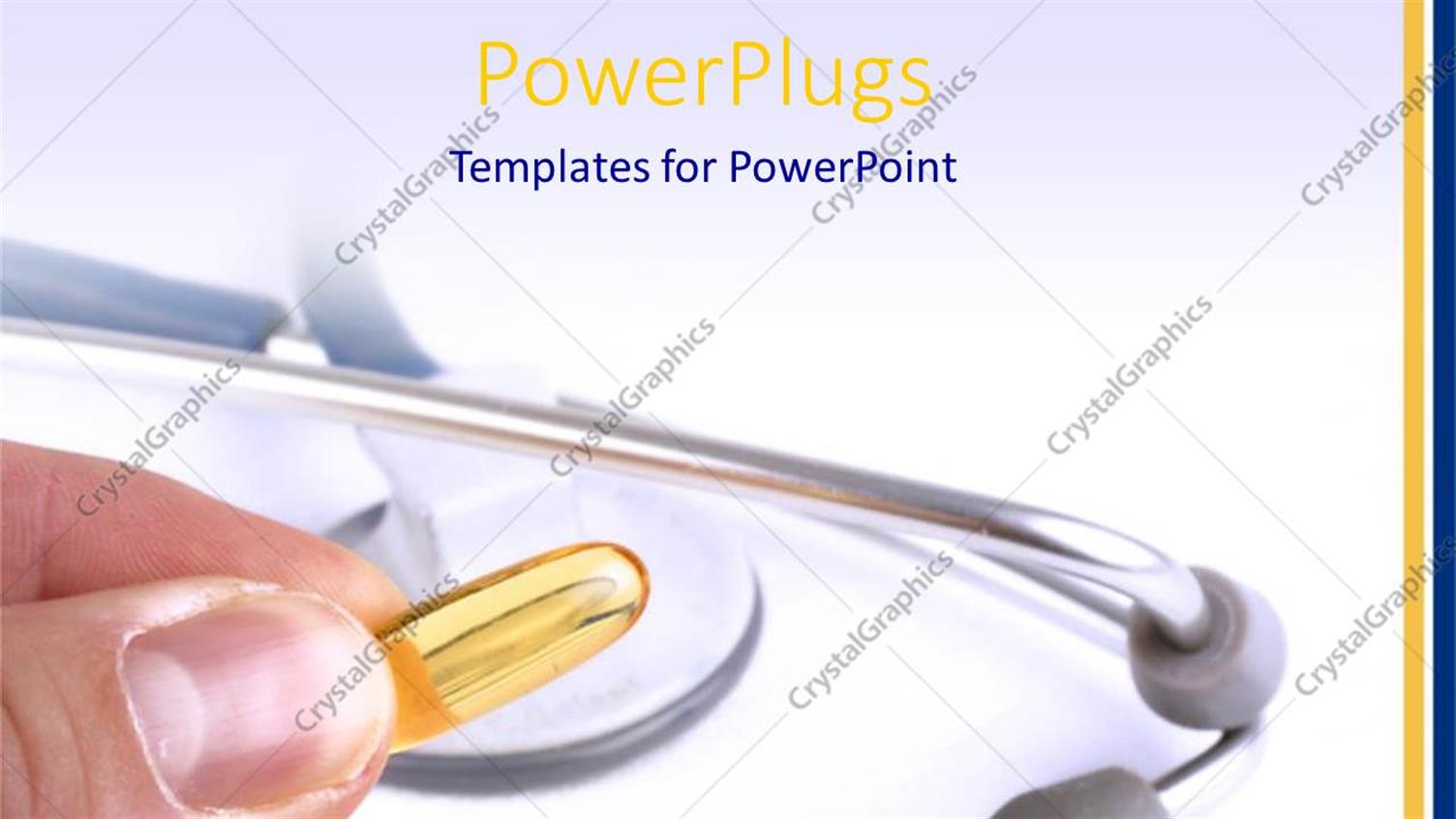 Featuring Hand Holding Yellow Golden Capsule and Stethoscope on White Background