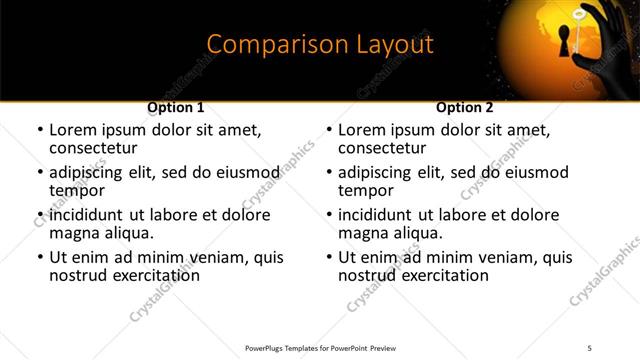 Comparison presentation slide layout