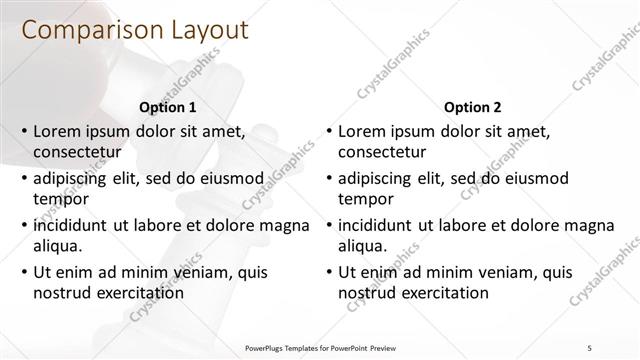 Comparison presentation slide layout