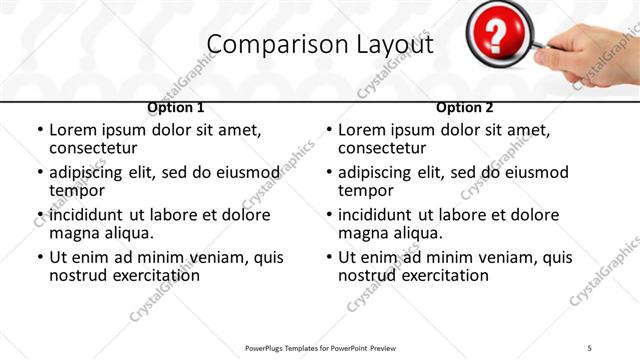 Comparison presentation slide layout