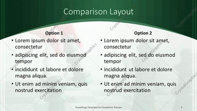Comparison presentation slide layout