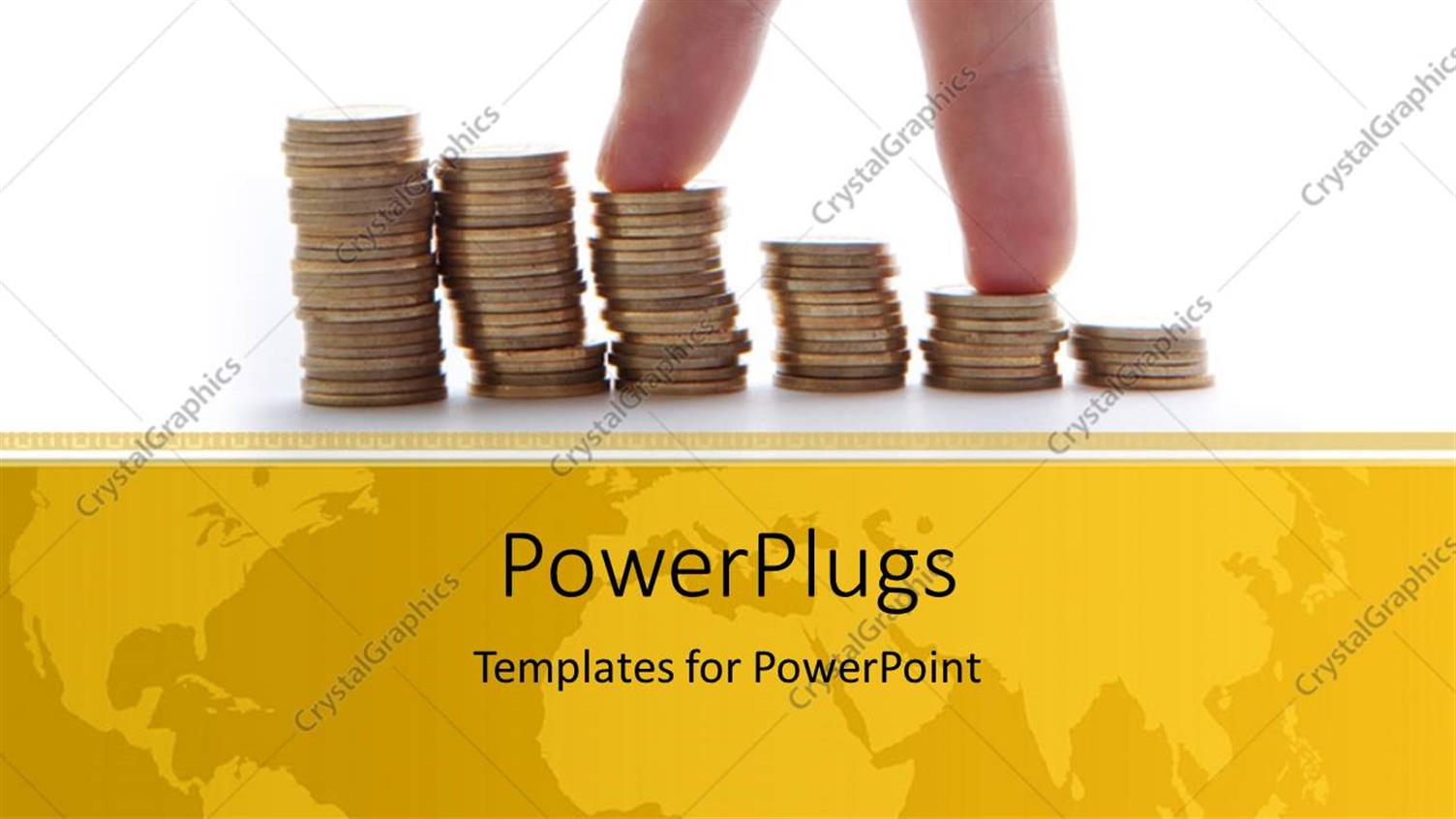 Featuring Hand Over Chart Formed from Pile of Gold Coins and World Map