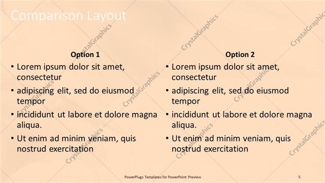 Comparison presentation slide layout