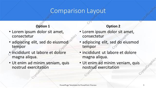 Comparison presentation slide layout