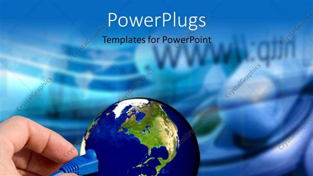  Presentation with connected world - A hand plugging a wire into an earth globe