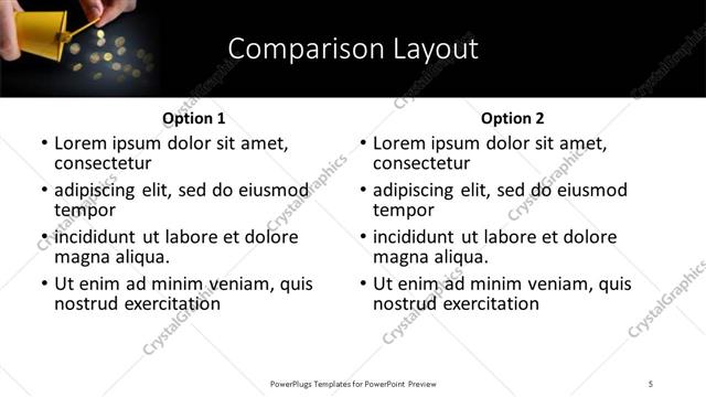 Comparison presentation slide layout