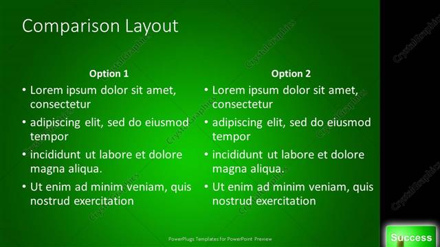 Comparison presentation slide layout