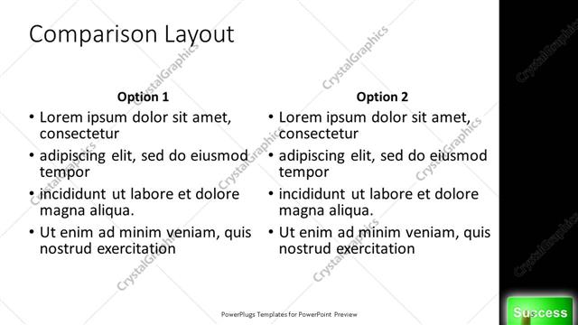 Comparison presentation slide layout