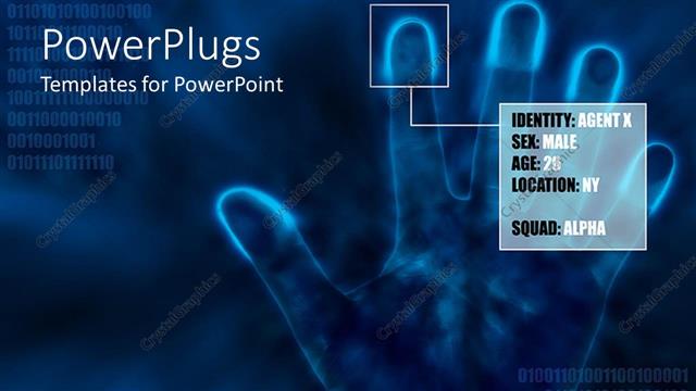  Presentation with hand print - A hand print in the background with the identification of the person