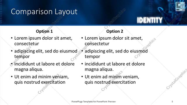 Comparison presentation slide layout