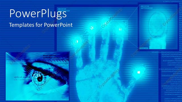  Presentation with hand print - A hand print with bluish background and place for text