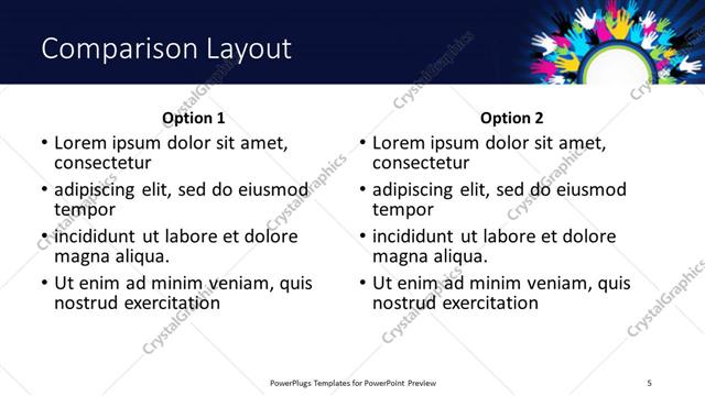 Comparison presentation slide layout