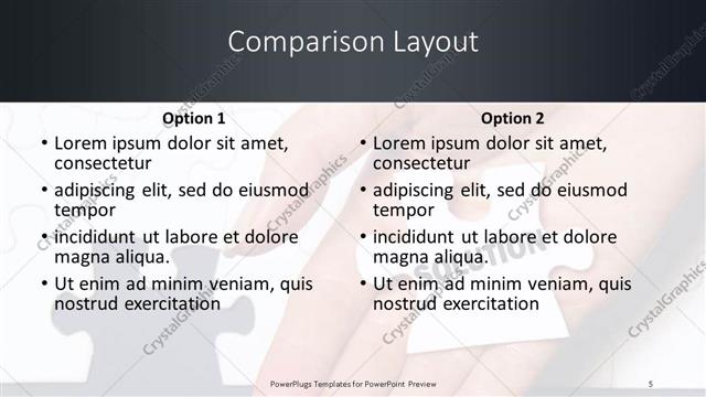 Comparison presentation slide layout