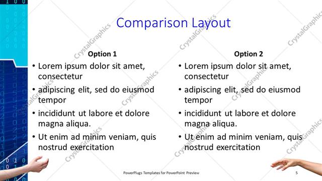 Comparison presentation slide layout