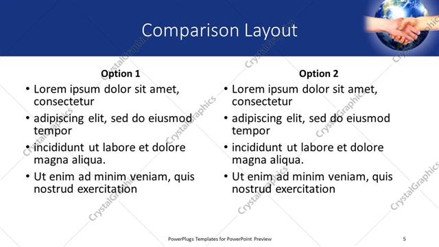 Comparison presentation slide layout
