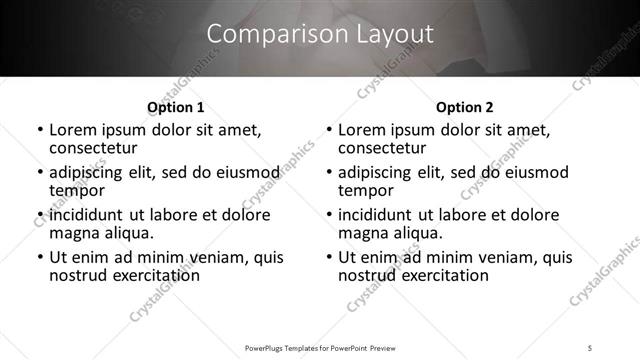 Comparison presentation slide layout