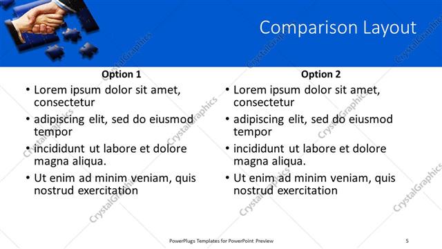 Comparison presentation slide layout