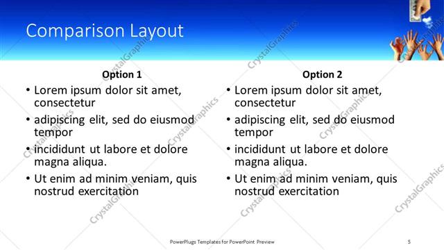 Comparison presentation slide layout