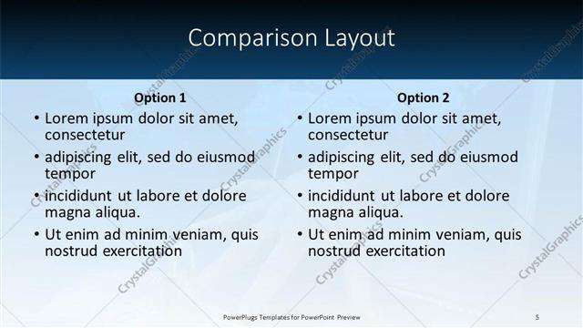 Comparison presentation slide layout