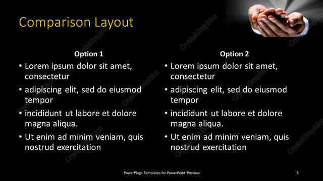 Comparison presentation slide layout