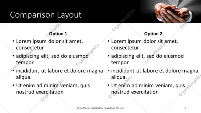 Comparison presentation slide layout
