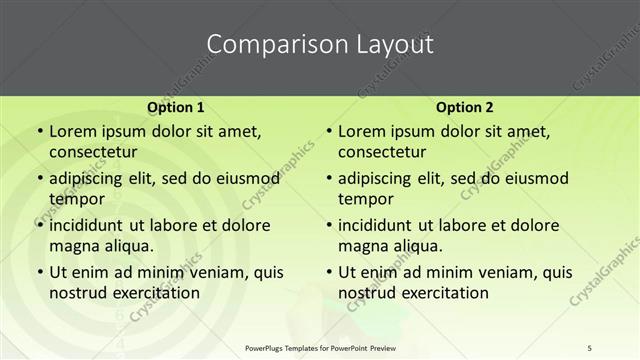 Comparison presentation slide layout