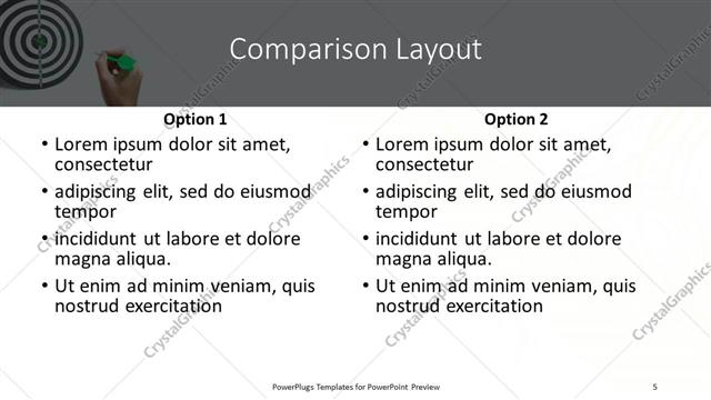 Comparison presentation slide layout
