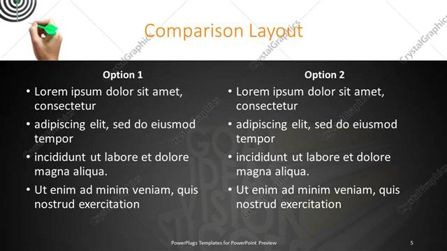 Comparison presentation slide layout