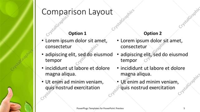 Comparison presentation slide layout