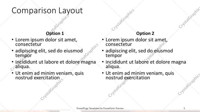 Comparison presentation slide layout