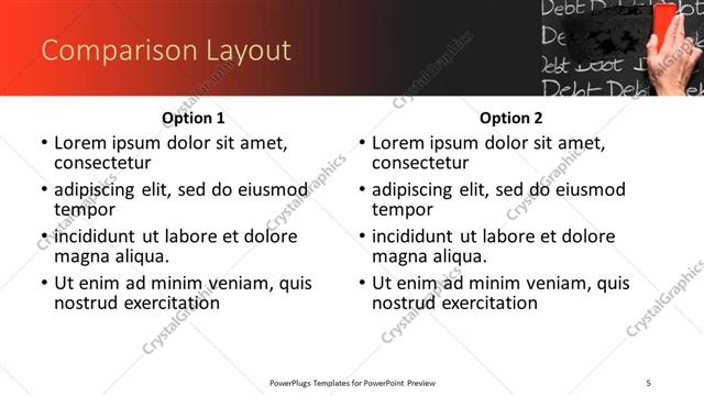 Comparison presentation slide layout
