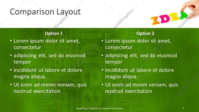 Comparison presentation slide layout