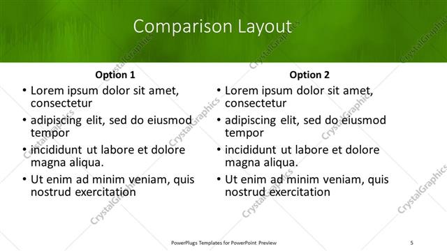 Comparison presentation slide layout