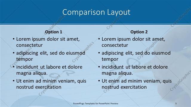 Comparison presentation slide layout