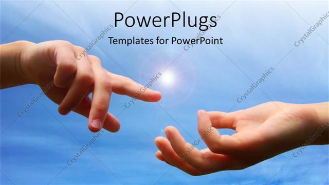  Presentation with flare - Hands reaching out to each other with lens flare and sky
