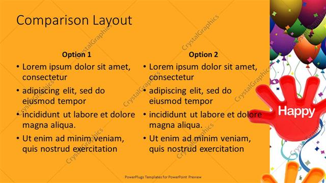 Comparison presentation slide layout