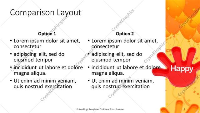 Comparison presentation slide layout
