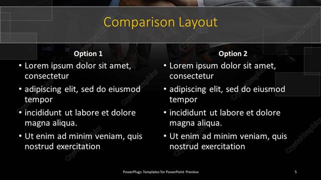 Comparison presentation slide layout