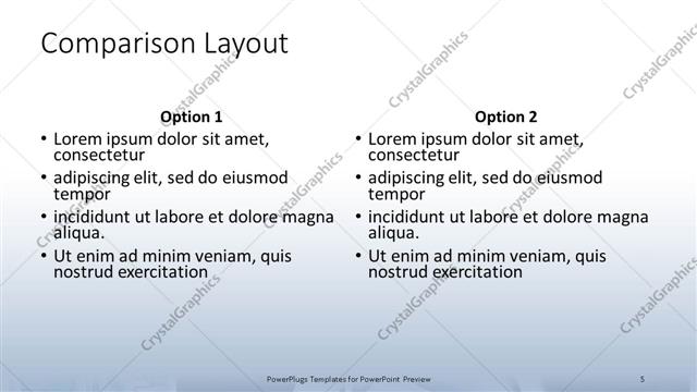 Comparison presentation slide layout
