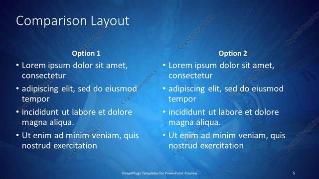 Comparison presentation slide layout