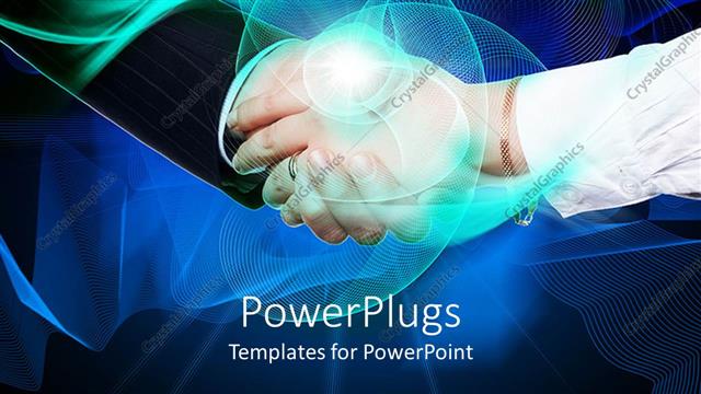  Presentation with illusion - Handshake between man and woman with abstract illusion of green