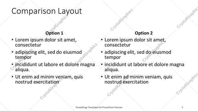 Comparison presentation slide layout