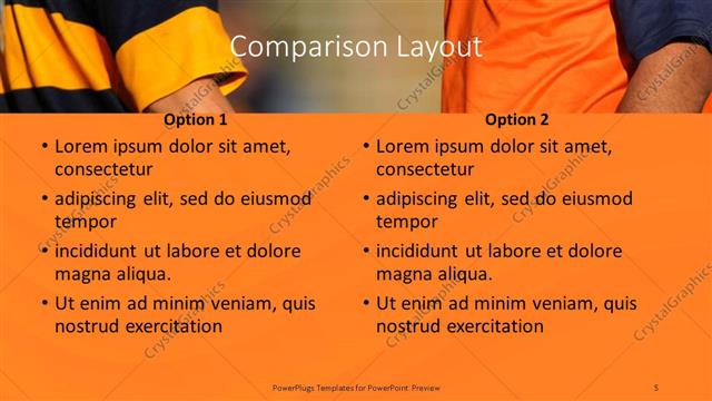 Comparison presentation slide layout
