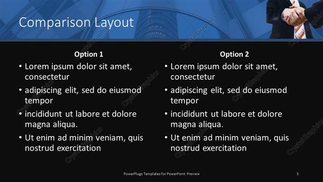 Comparison presentation slide layout