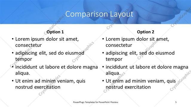 Comparison presentation slide layout