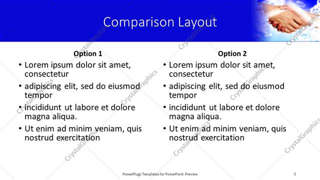 Comparison presentation slide layout