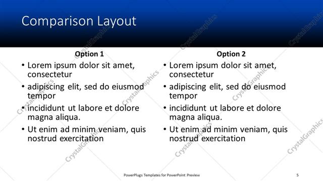 Comparison presentation slide layout