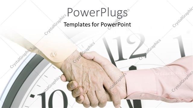  Presentation with handshake - Handshake over close-up of wall clock in background