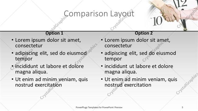 Comparison presentation slide layout